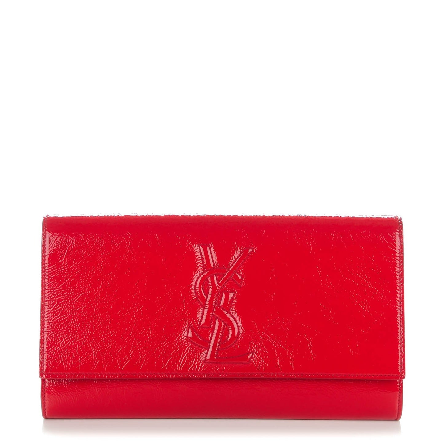 Textured Patent Monogram Large Belle De Jour Clutch Red