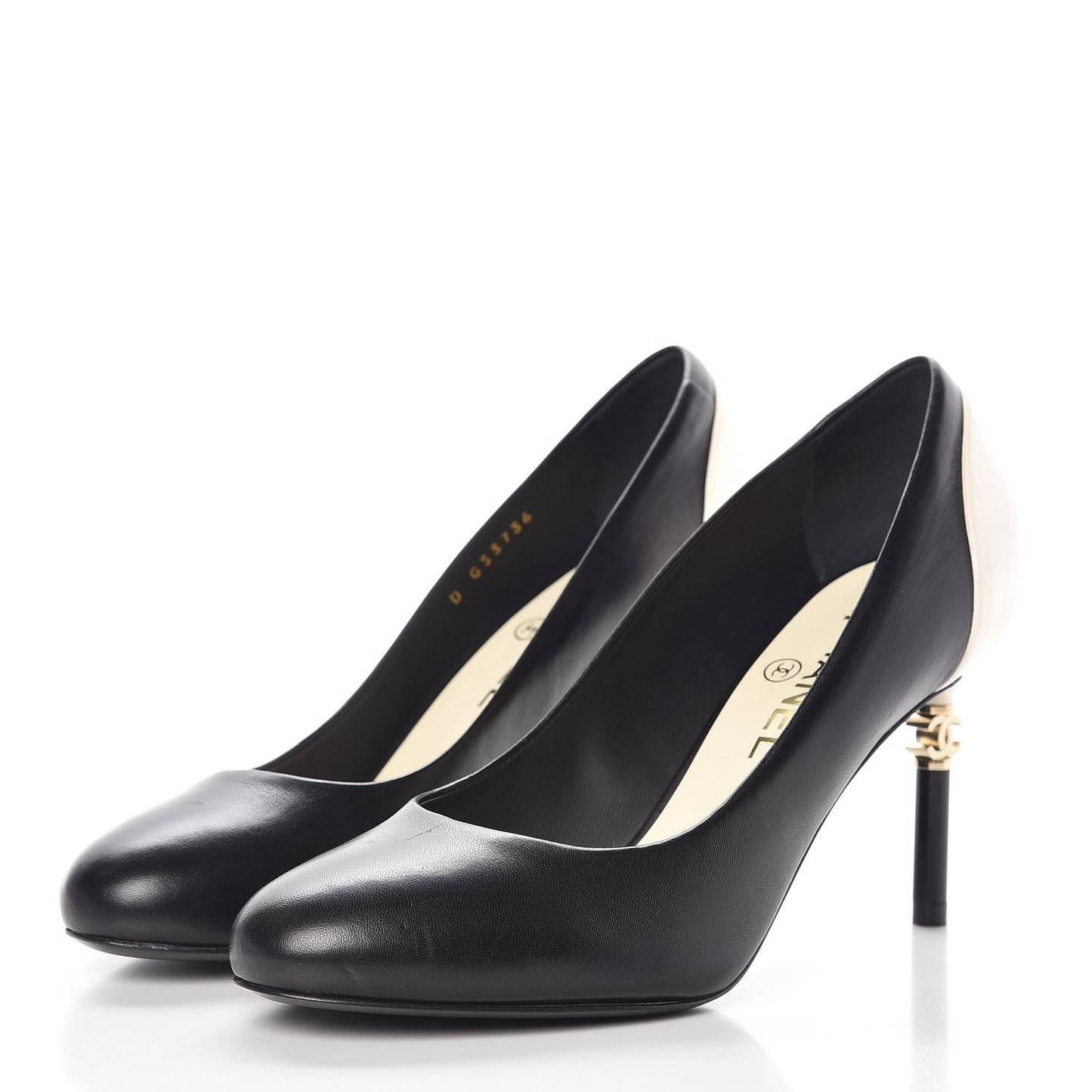 Lambskin CC Pumps 38 Black Ivory