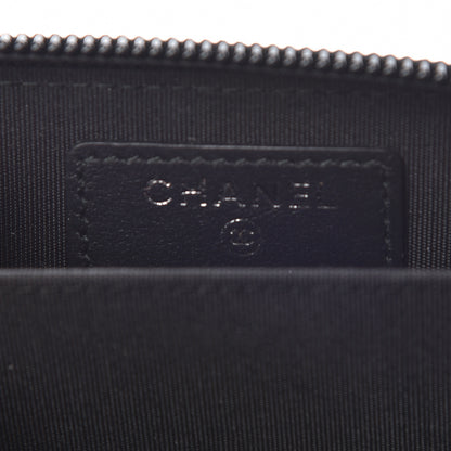Chanel Calfskin Quilted Boy Zip Around Coin Purse Wallet Black 6 of 9