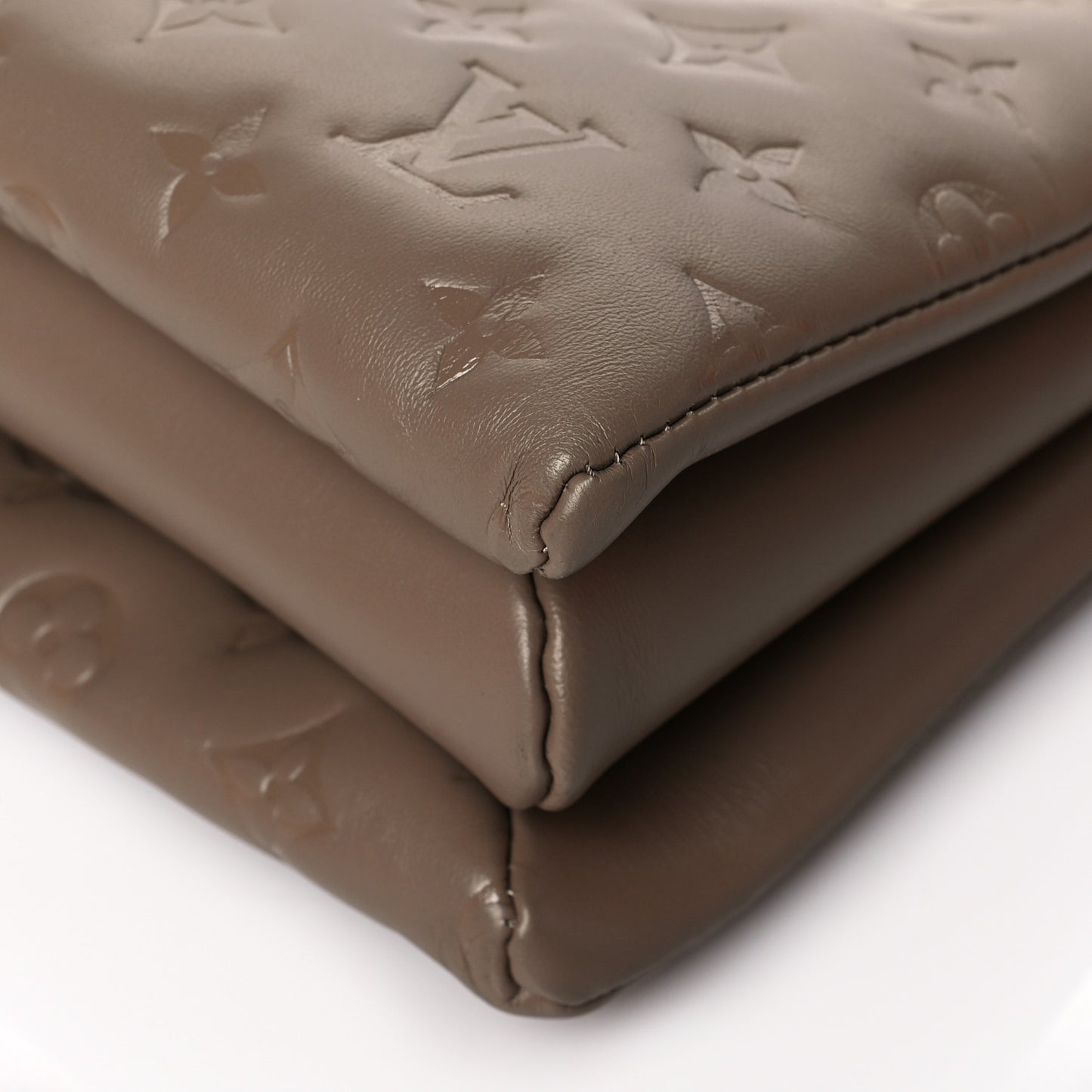 Lambskin Embossed Monogram Coussin PM Taupe
