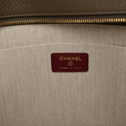 Chanel Grained Calfskin Large Zippered Pouch Dark Khaki 6 of 9