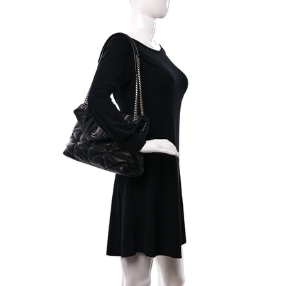 Saint Laurent Lambskin Quilted Medium Loulou Puffer Monogram Chain Satchel Black 2 of 12