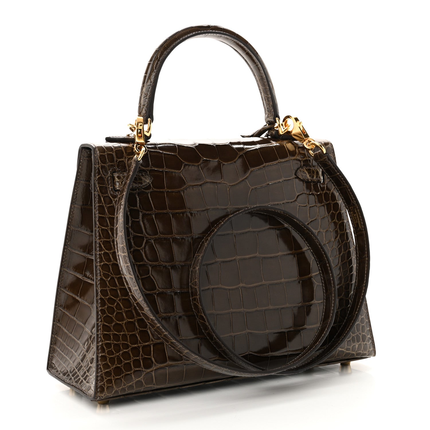 Hermes Shiny Alligator Kelly Sellier 25 Gris Elephant 3 of 11