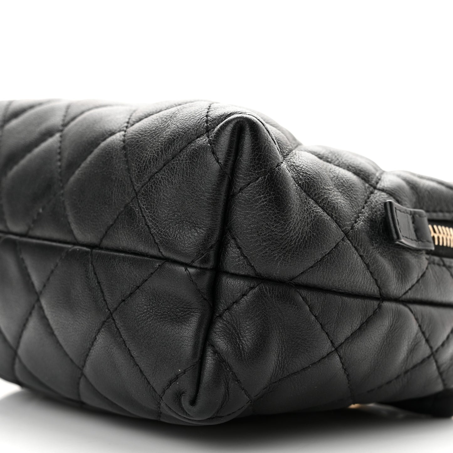 Calfskin Quilted Mini Bowling Bag Black