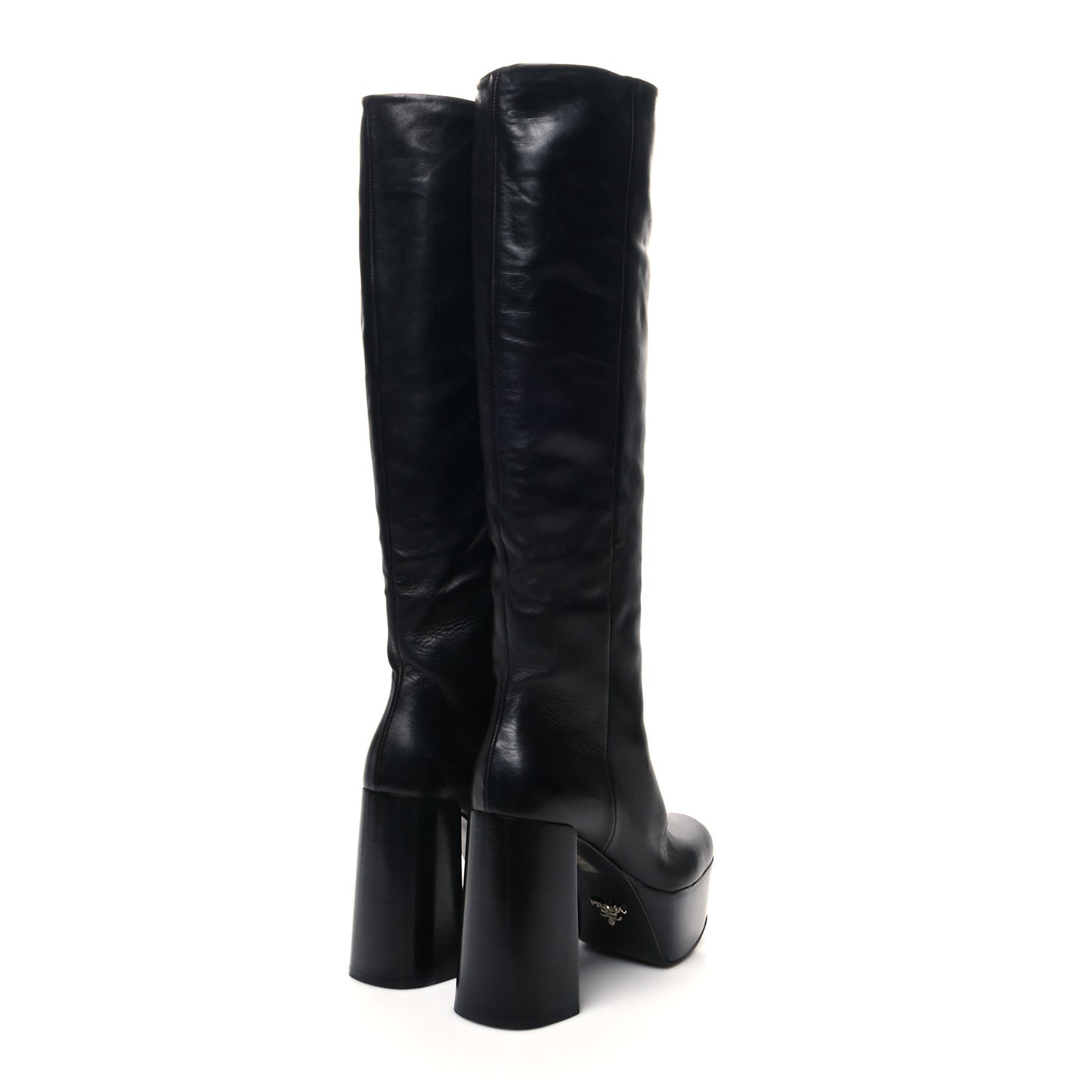 Calfskin Knee High Platform 105mm Boots 35 Black