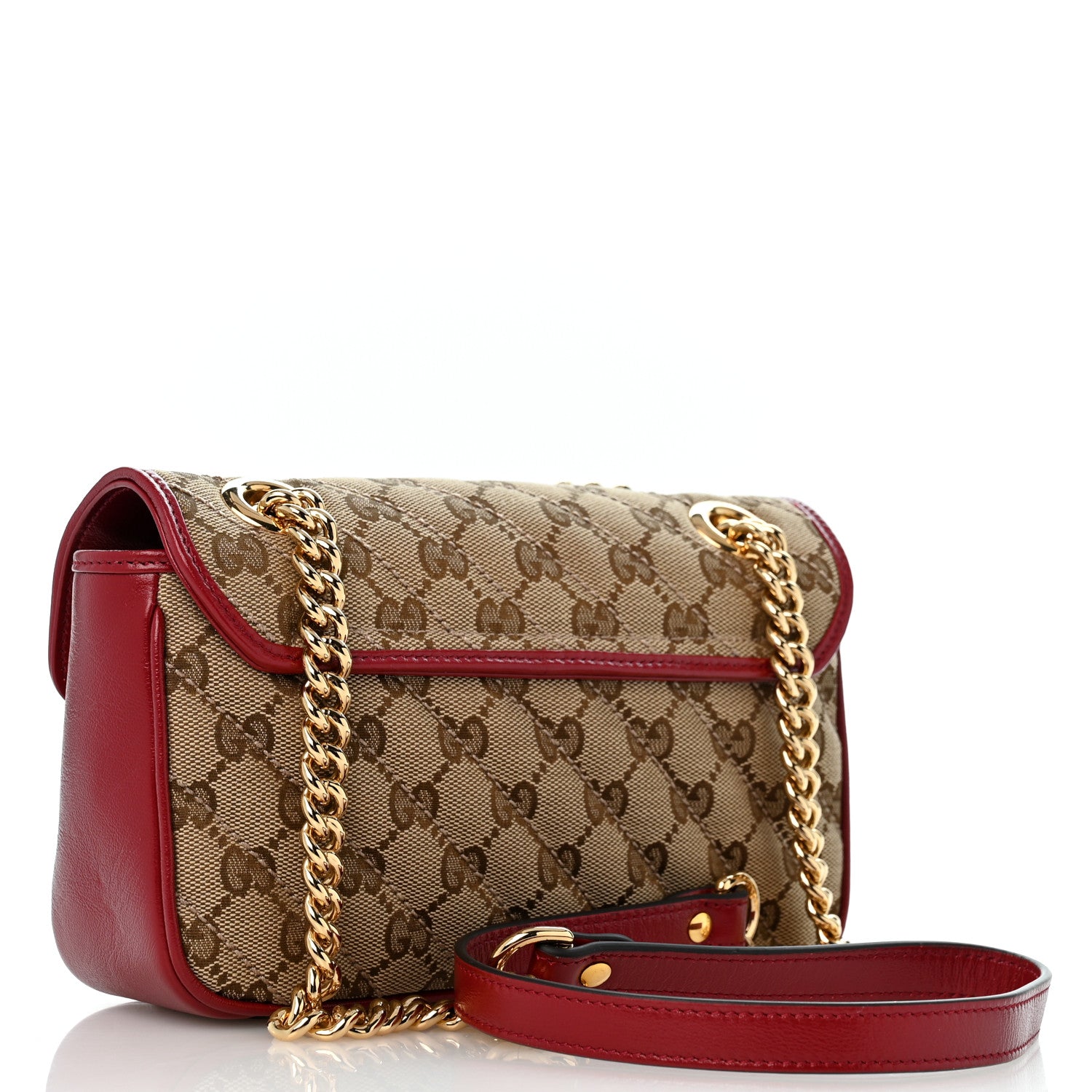 Gucci Monogram Azalea Calfskin Matelasse Diagonal Mini GG Marmont Shoulder Bag Beige Ebony New Cherry Red 3 of 11
