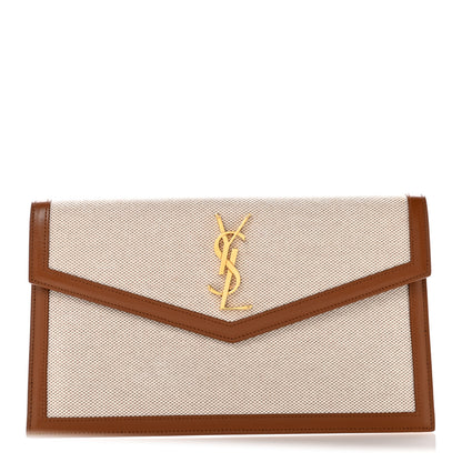 Saint Laurent Canvas Uptown Pouch Natural Beige Brick 1 of 10