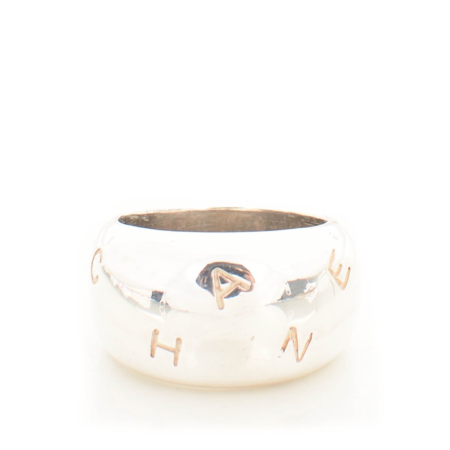 Chanel Sterling Silver Logo Ring 6.5 1 of 5