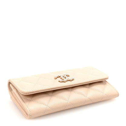 Chanel Caviar Pearl Quilted Coco Candy Wallet Beige 4 of 9