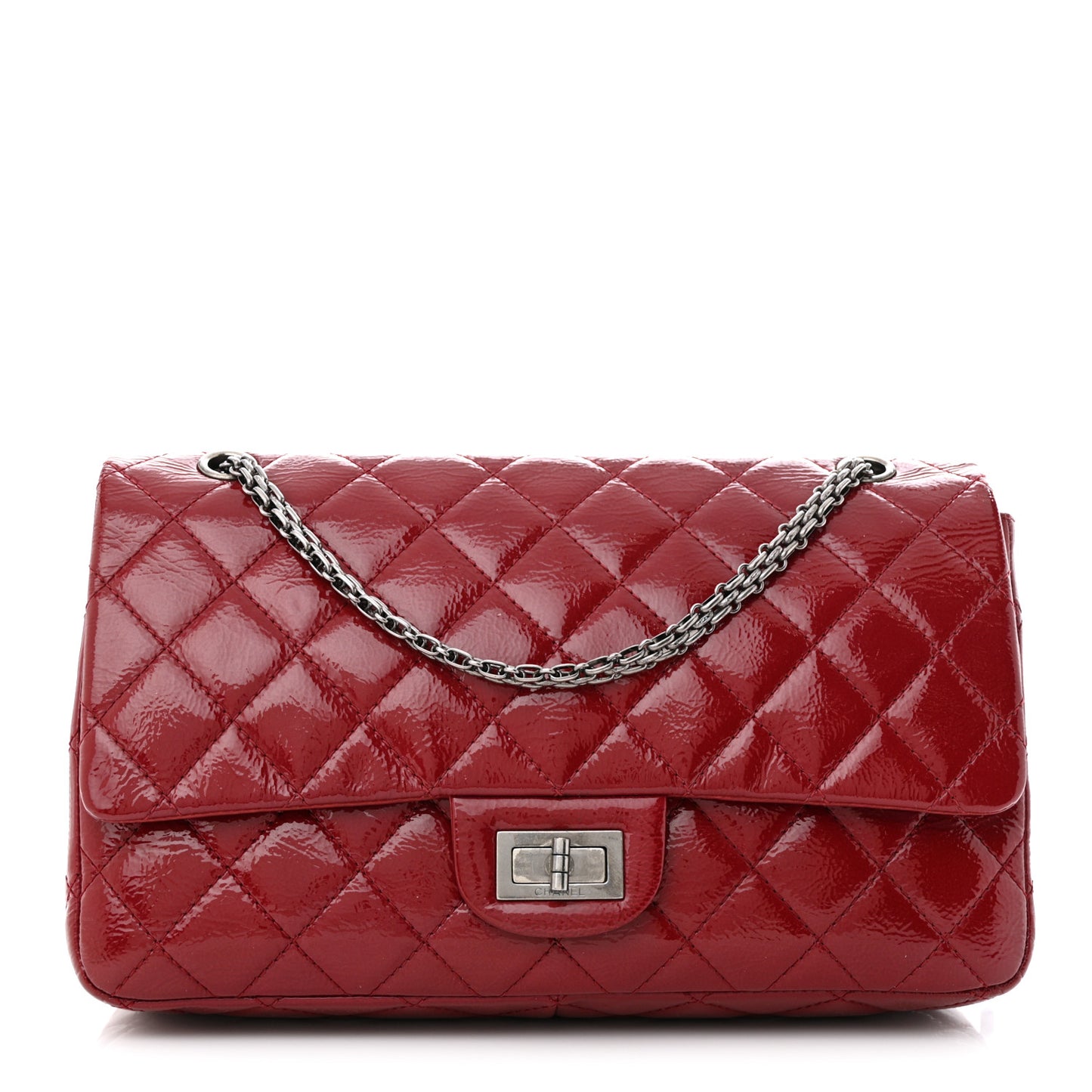 Distressed Patent Quilted 2.55 Reissue 227 Flap Red