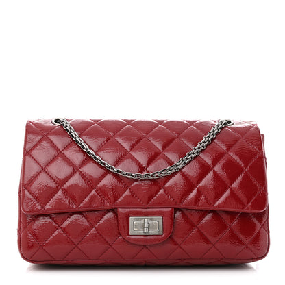 Chanel Distressed Patent Quilted 2.55 Reissue 227 Flap Red 1 of 12