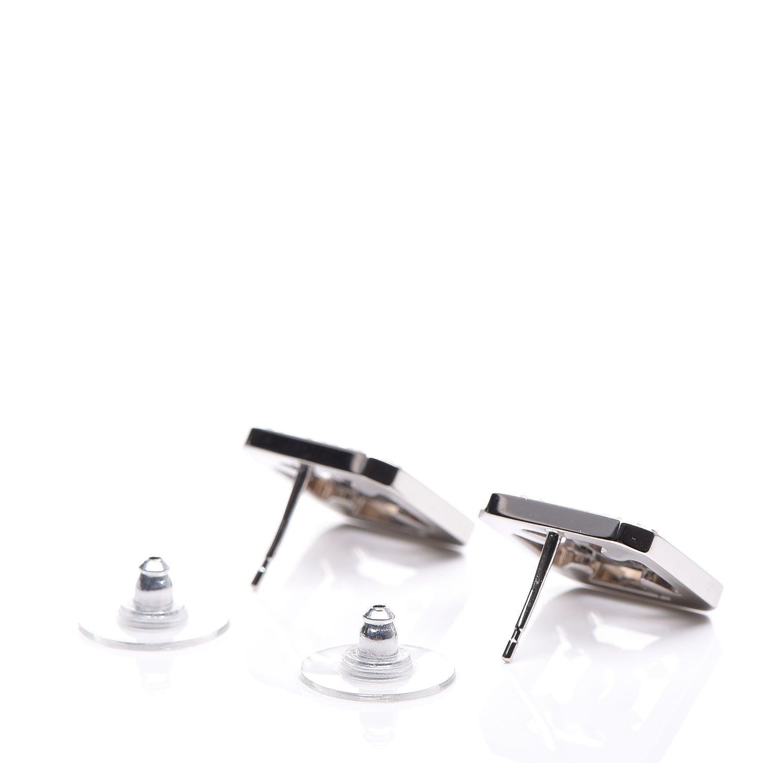 Chanel Crystal CC Earrings Silver 3 of 5