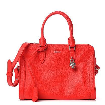 Alexander McQueen Pebbled Calfskin Small Skull Padlock Zip Around Tote Geranium 2 of 10