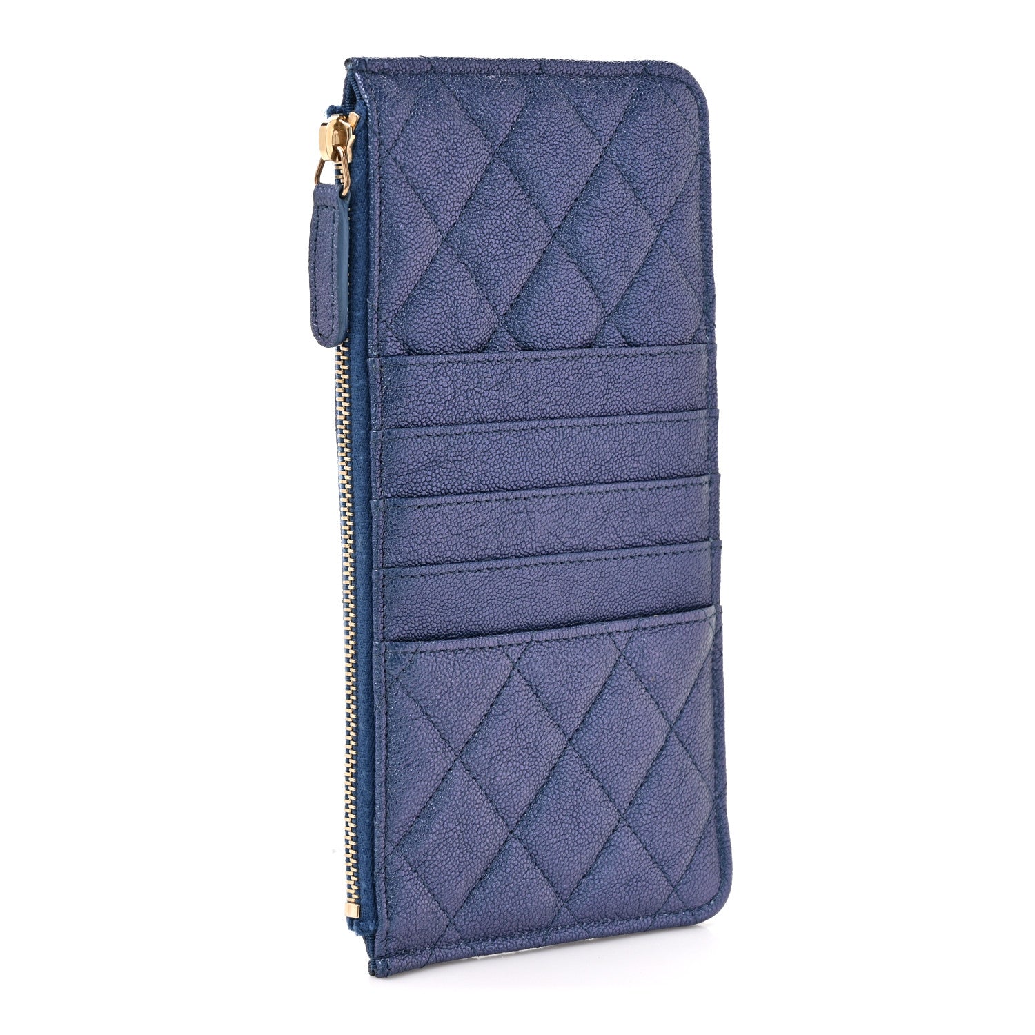 Chanel Iridescent Caviar Quilted Classic iPhone Pouch Dark Blue 3 of 8