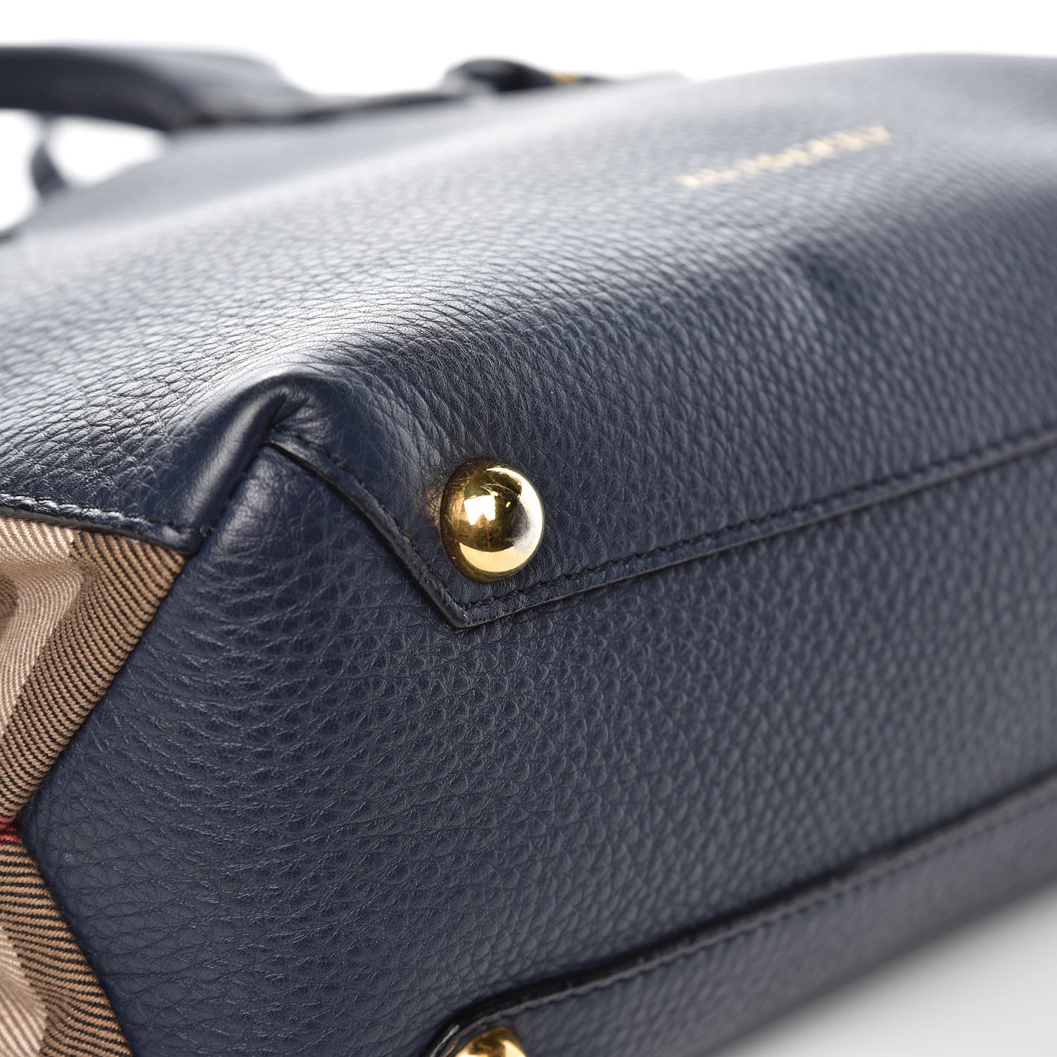 Burberry Grainy Calfskin House Check Small Banner Tote Midnight Blue 9 of 15