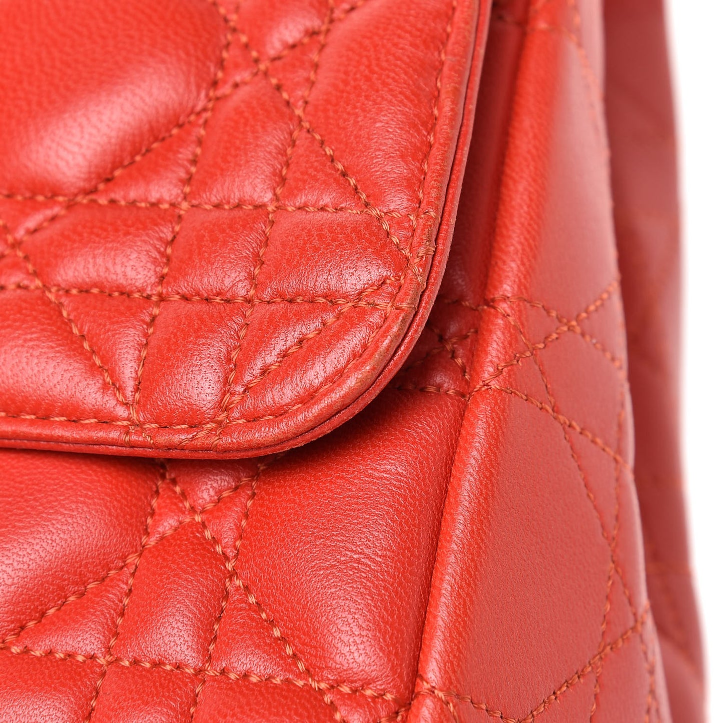 Lambskin Cannage Large Miss Dior Flap Vermillion