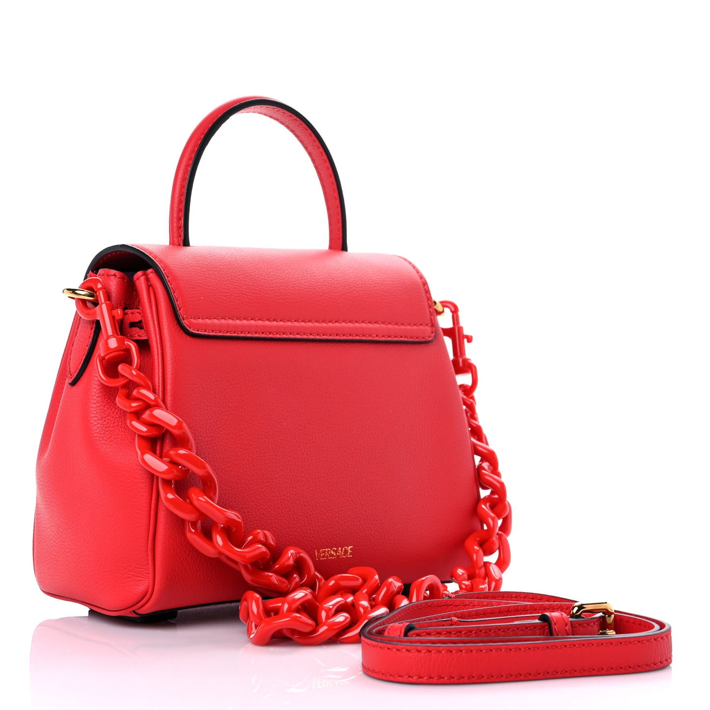 Calfskin Medusa Small Top Handle Handbag Red
