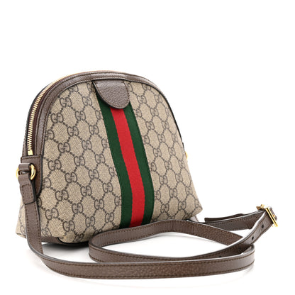 Gucci GG Supreme Monogram Textured Dollar Calfskin Web Small Ophidia Dome Shoulder Bag Beige Ebony New Acero 3 of 11