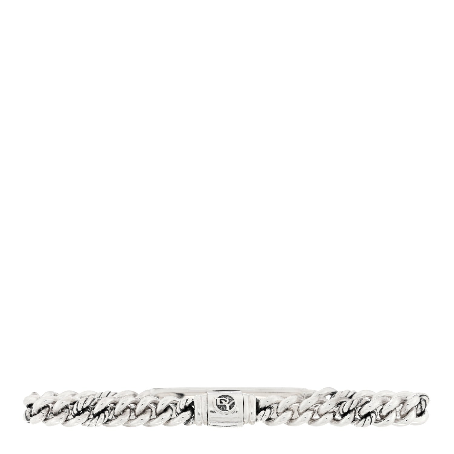 David Yurman Sterling Silver Diamond 7mm Petite Pave Curb Link ID Bracelet 2 of 3