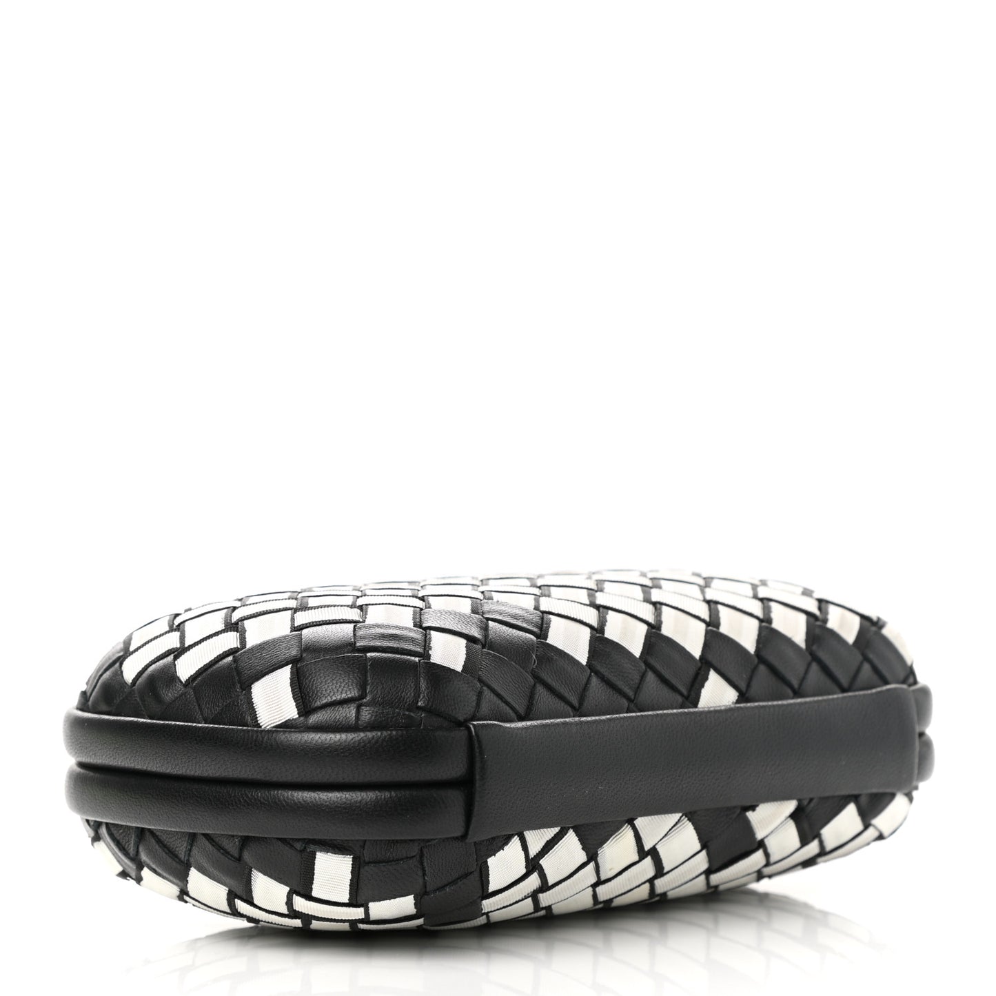 Nylon Nappa Intrecciato Knot Clutch Black White