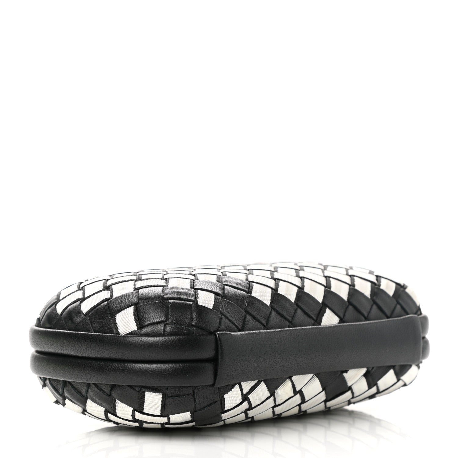 Bottega Veneta Nylon Nappa Intrecciato Knot Clutch Black White 4 of 6