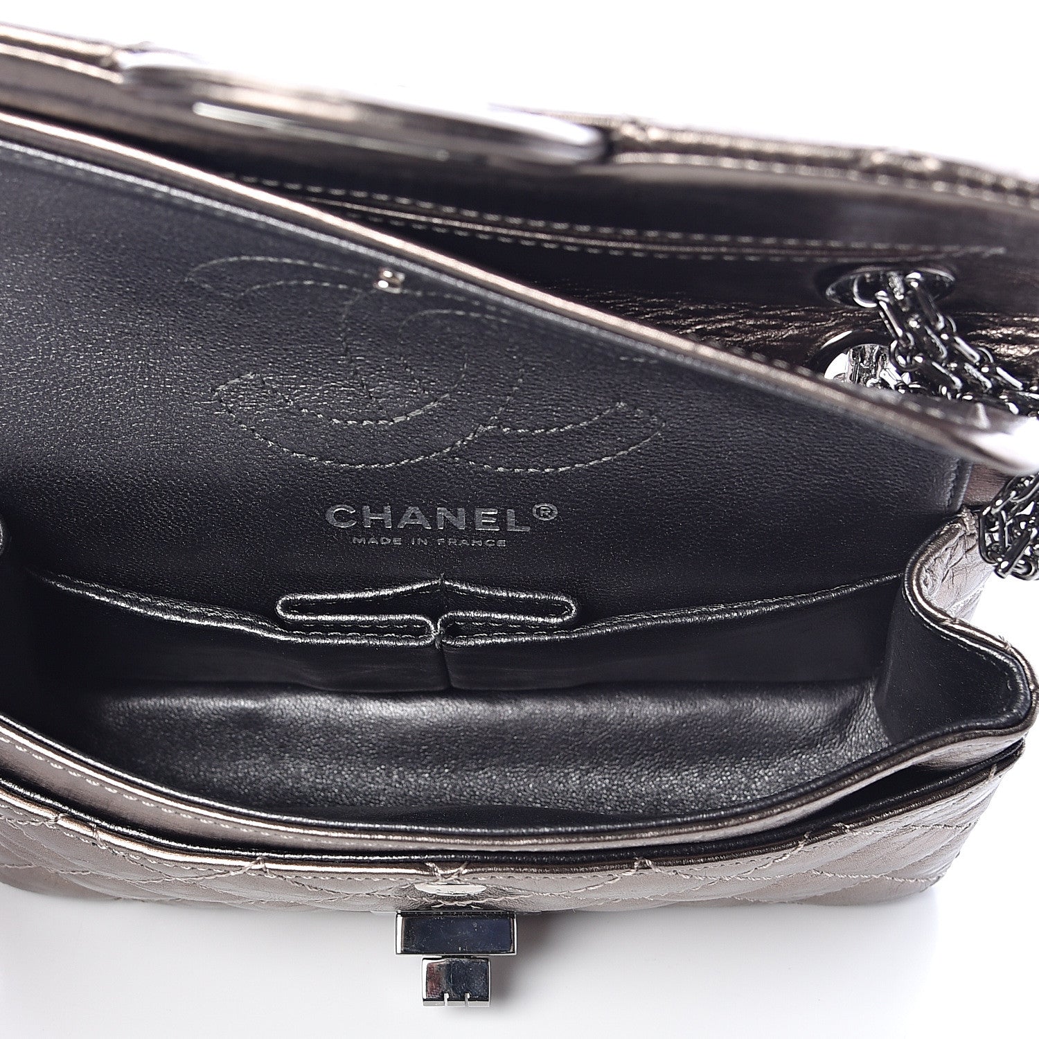 Chanel Metallic Aged Calfskin 2.55 Reissue 224 Flap Pewter 5 of 10
