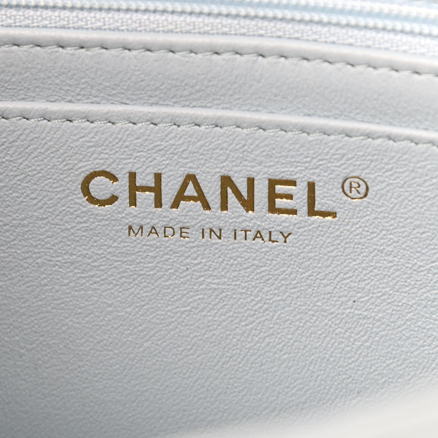 Lambskin Quilted Mini Top Handle Rectangular Flap Light Blue