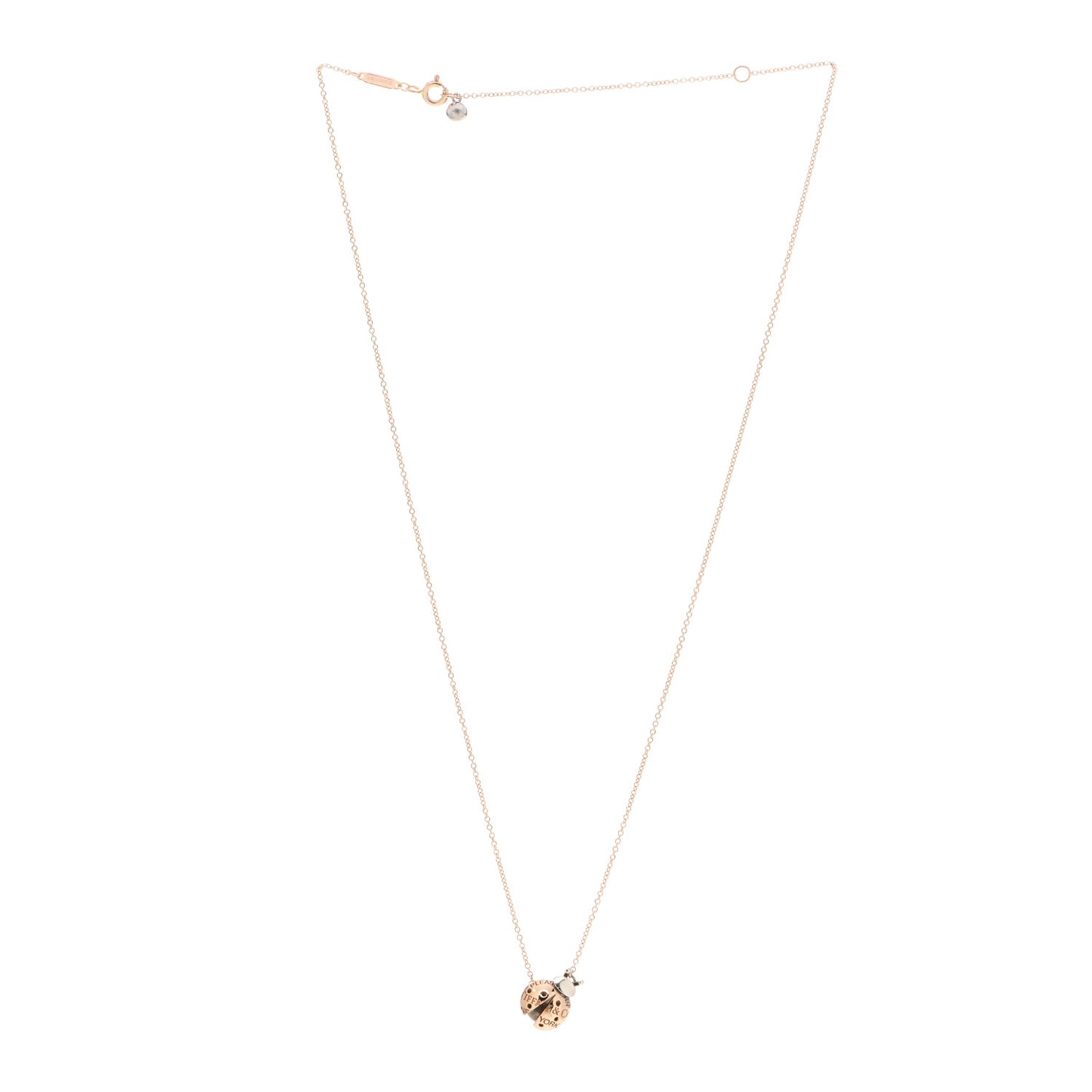 18K Rose Gold Sterling Silver Return to Tiffany Love Bugs Ladybug Pendant Necklace