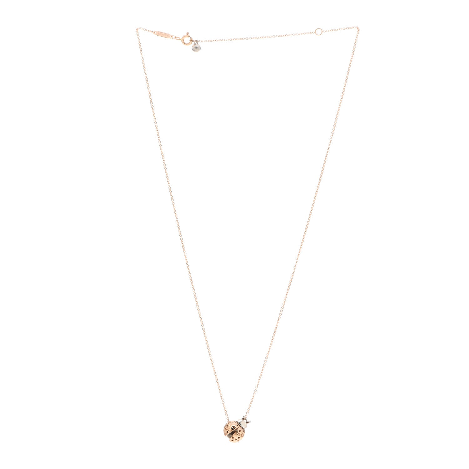 Tiffany 18K Rose Gold Sterling Silver Return to Tiffany Love Bugs Ladybug Pendant Necklace 3 of 5