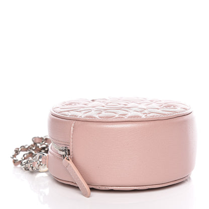 Chanel Lambskin Camellia Quilted Round Clutch With Chain Light Pink 4 of 10