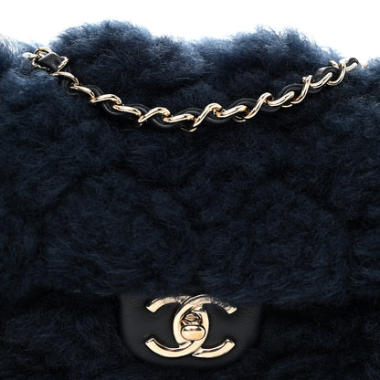 Chanel Shearling Lambskin Quilted Flap Navy Blue 8 of 10