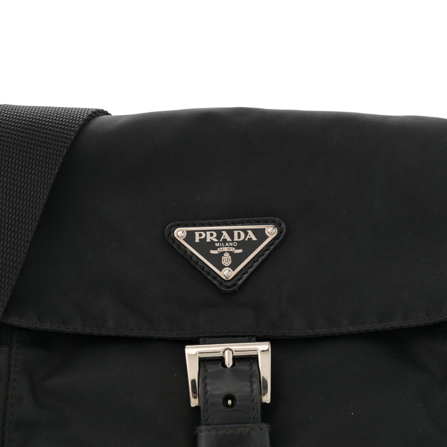 Prada Nylon Vela Saffiano Single Buckle Messenger Shoulder Bag Black 7 of 10
