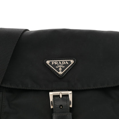 Prada Nylon Vela Saffiano Single Buckle Messenger Shoulder Bag Black 7 of 10