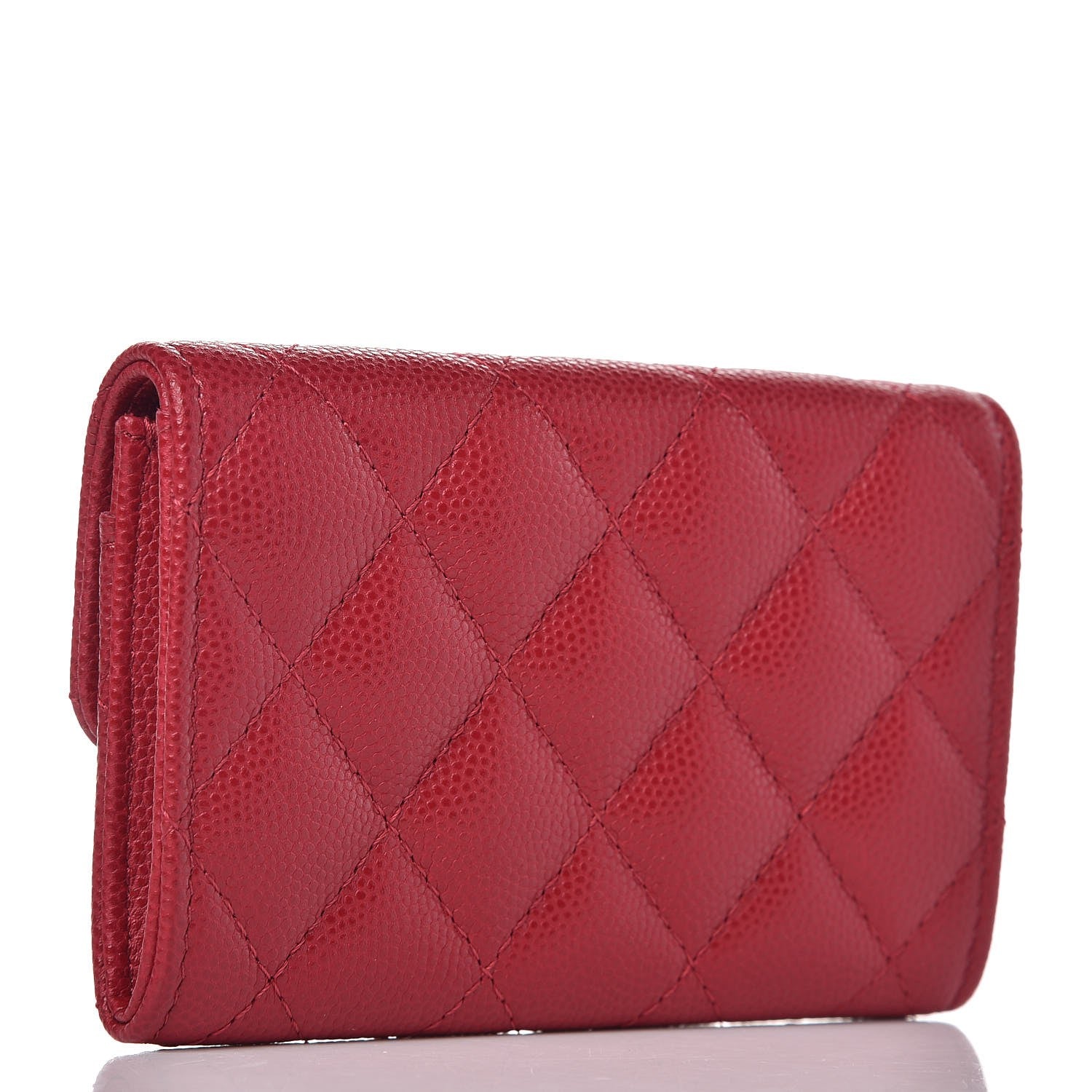 Chanel Caviar Quilted Flap Card Holder Dark Red 3 of 9