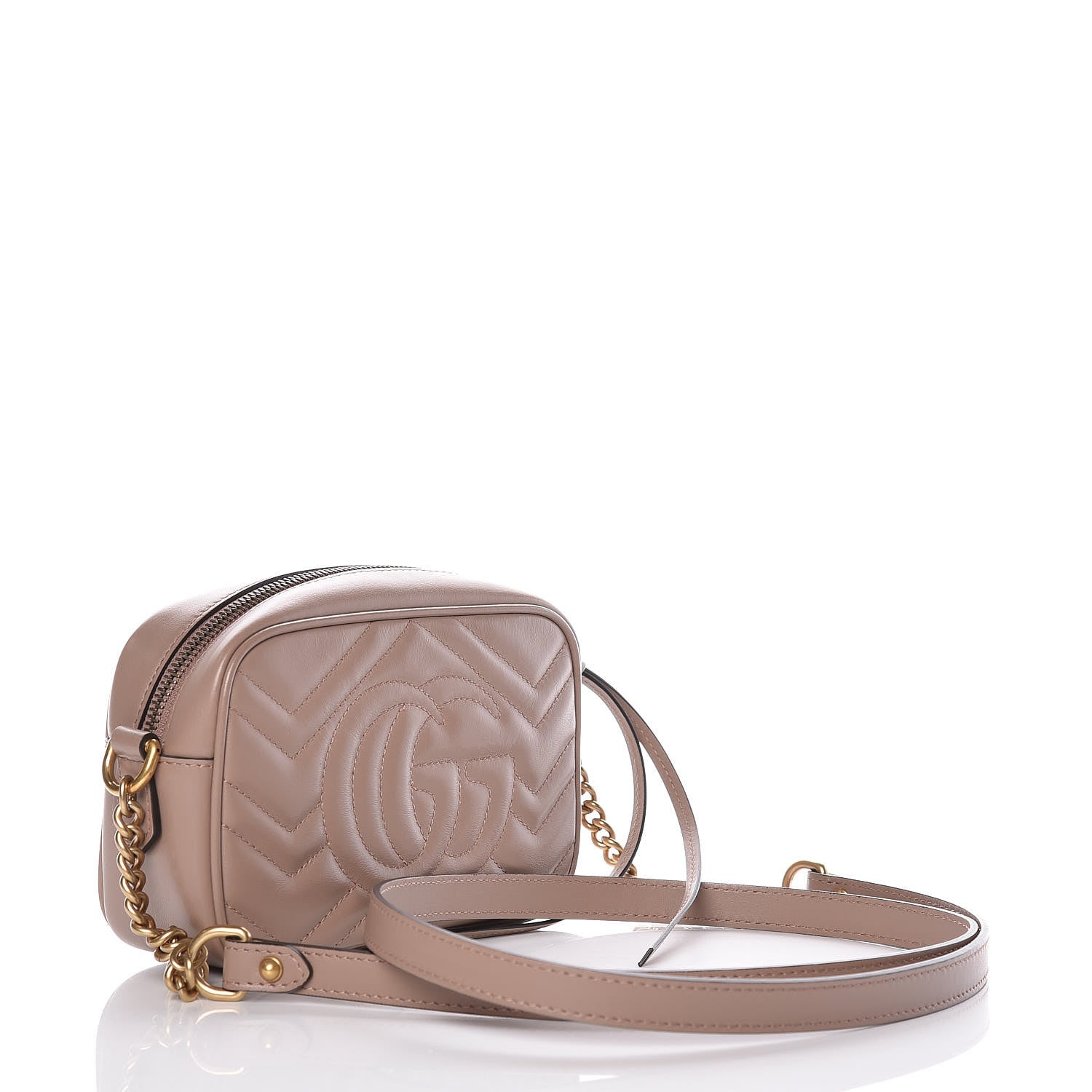 Gucci Calfskin Matelasse Mini GG Marmont Chain Shoulder Bag Porcelain Rose 3 of 9