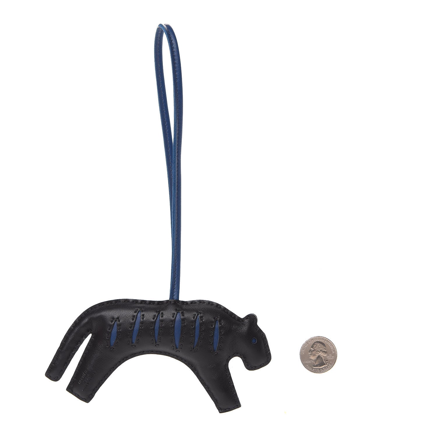 Hermes Milo Lambskin Rooroo Bag Charm Black Bleu de Malte 2 of 4