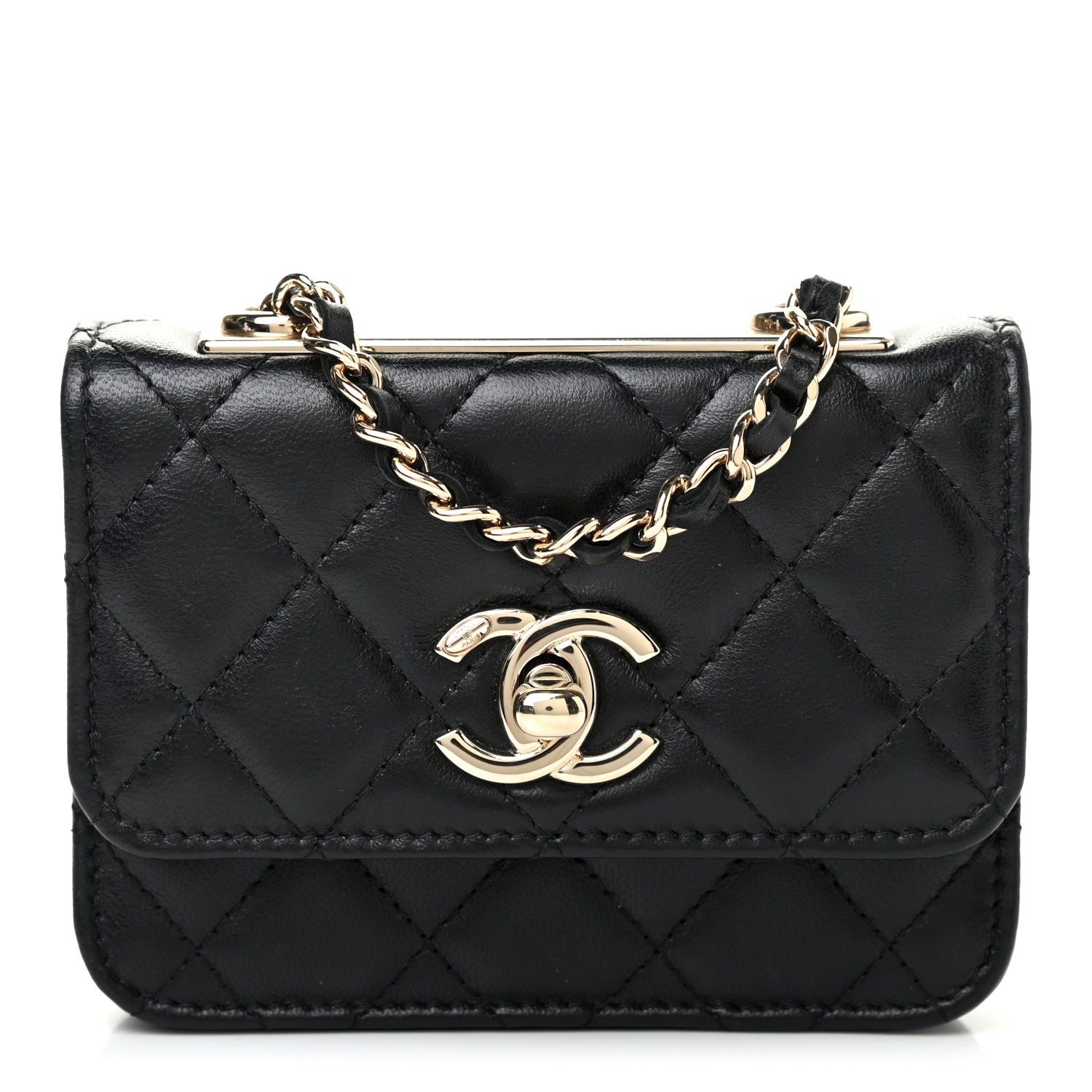 Chanel Lambskin Quilted Trendy CC Card Holder On Chain Black 1 of 7
