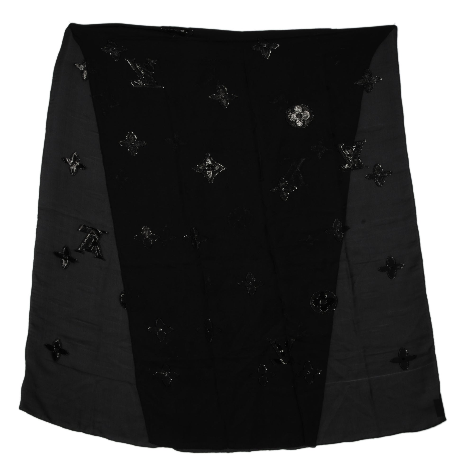 Louis Vuitton Silk Polyamide Glitter Monogram Stole Black 3 of 6