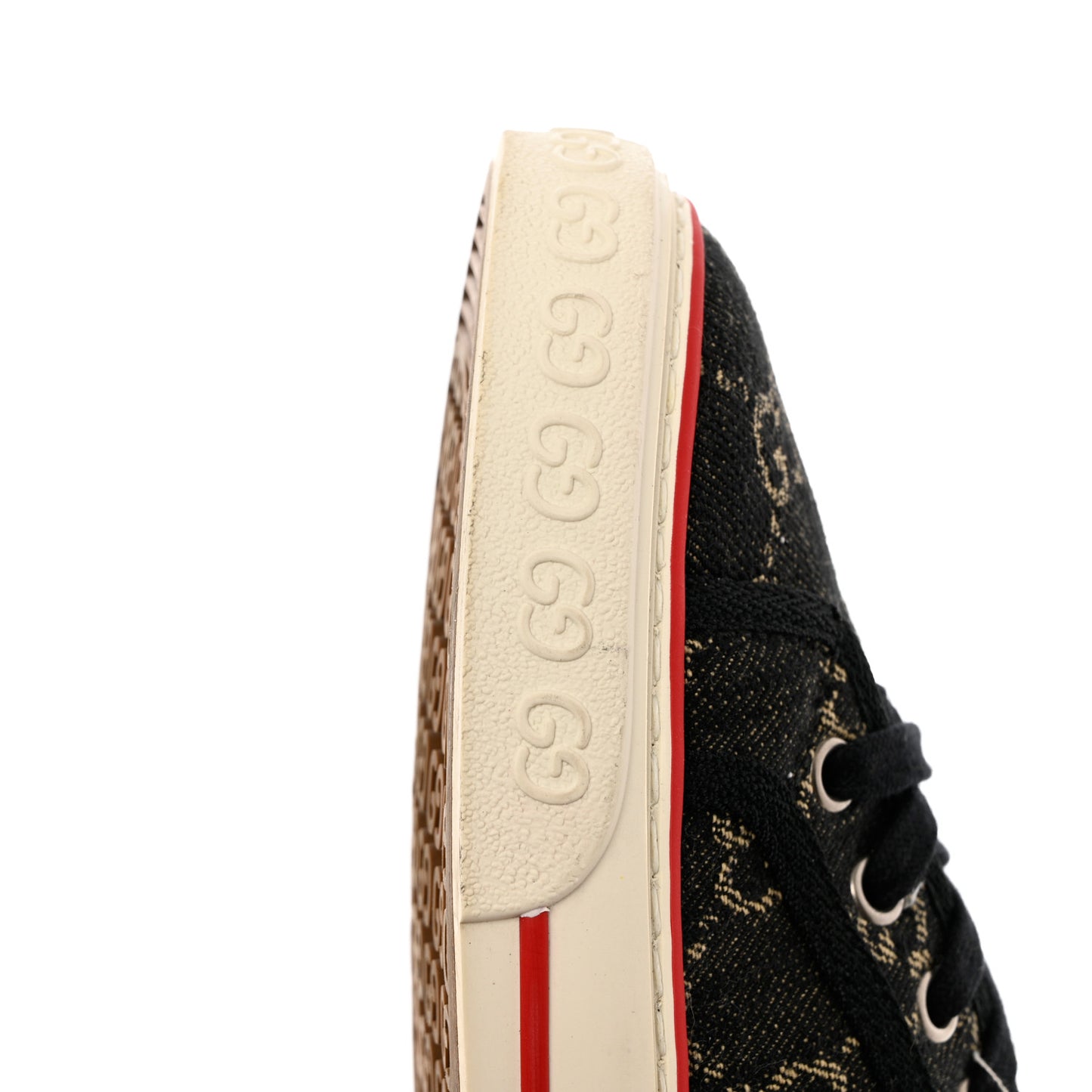 New Denim GG Monogram Web Womens 1977 Tennis Sneakers 40 Blue Tea Mystic White
