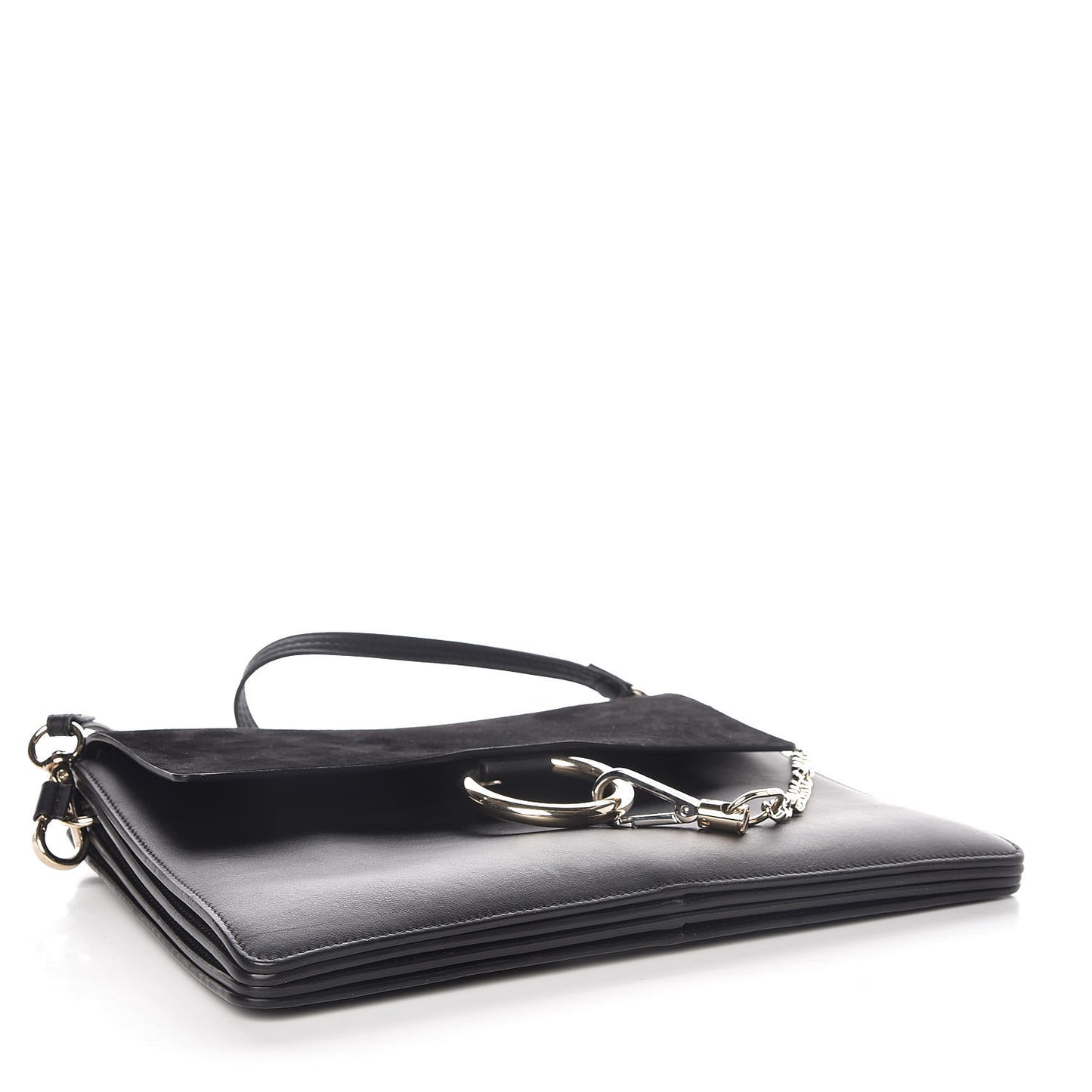 Suede Calfskin Medium Faye Shoulder Bag Black
