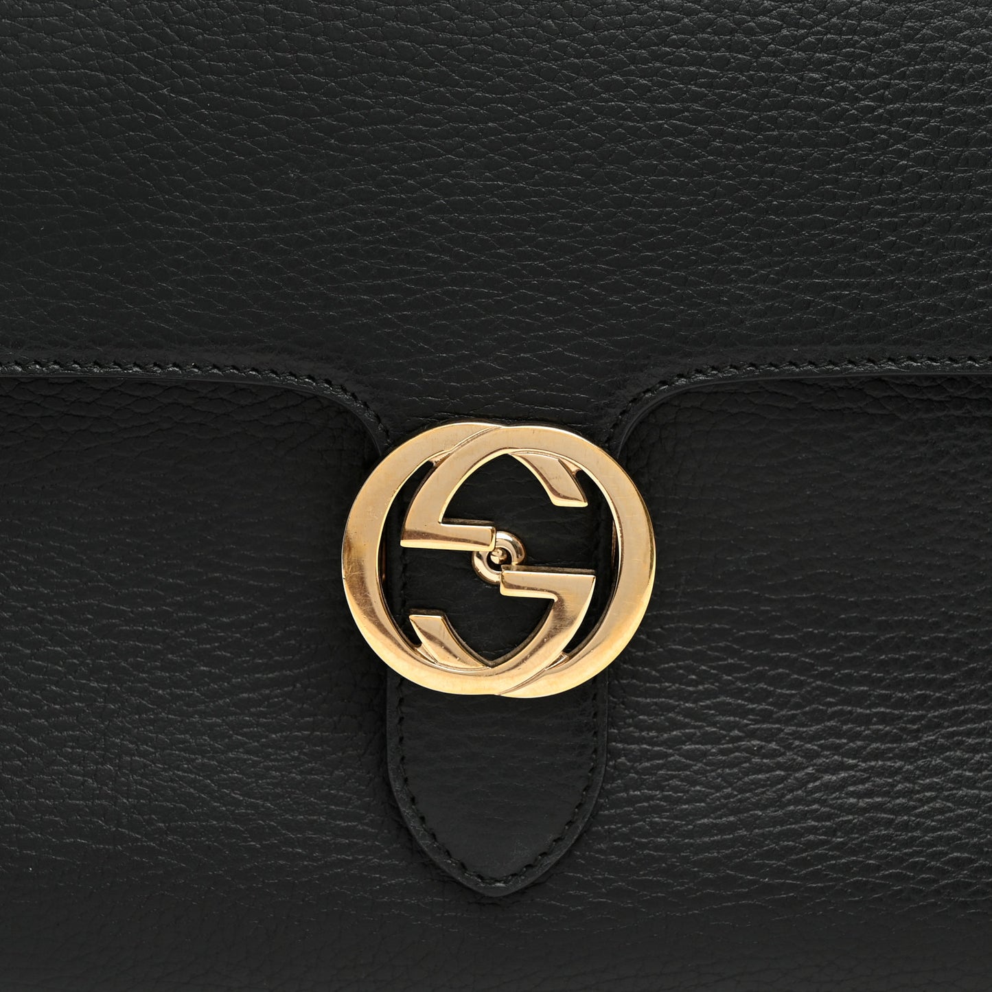 Dollar Calfskin Medium Interlocking G Top Handle Shoulder Bag Black