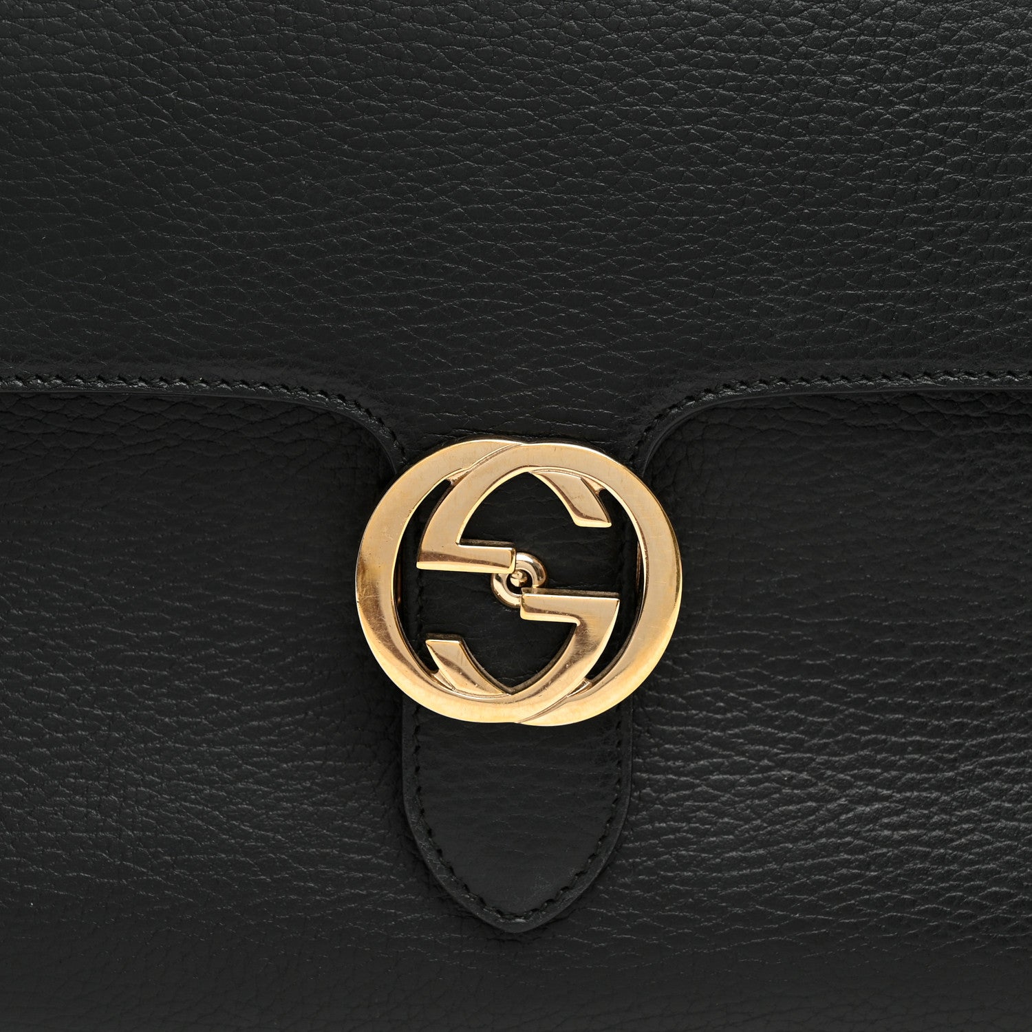 Gucci Dollar Calfskin Medium Interlocking G Top Handle Shoulder Bag Black 8 of 11