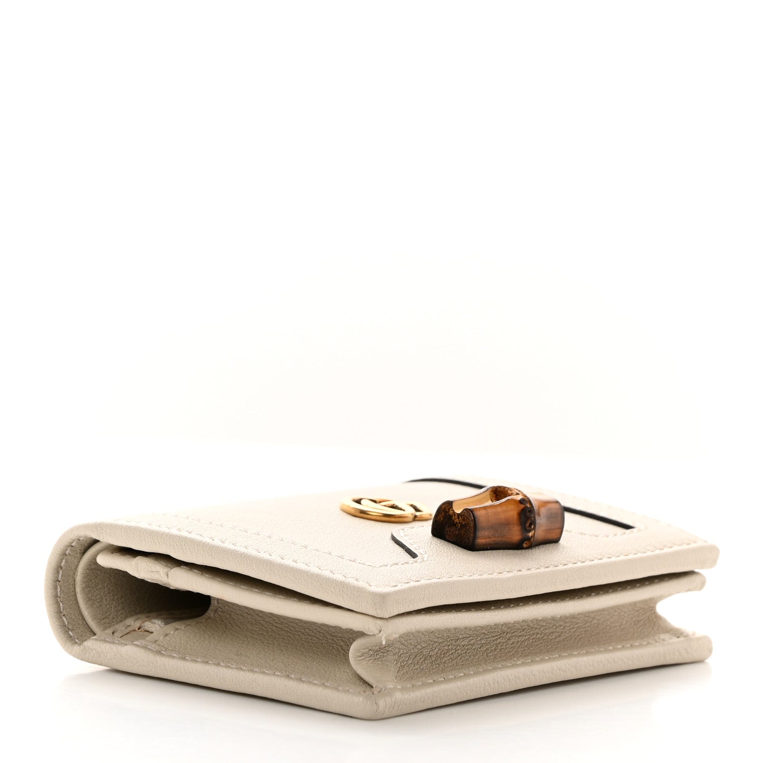 Gucci Wonka Grain Calfskin Diana Card Case Wallet Mystic White 4 of 14