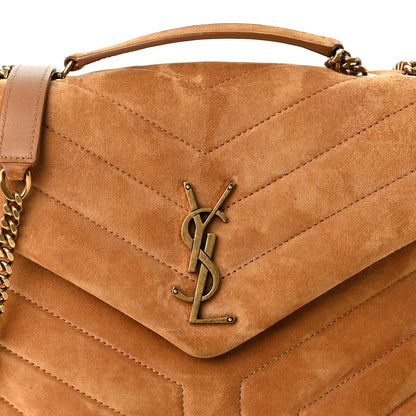 Saint Laurent Suede Calfskin Y Quilted Monogram Small Loulou Chain Satchel Cinnamon 7 of 9