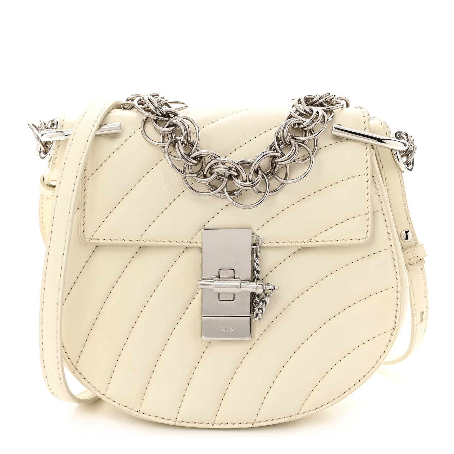 Chloe Calfskin Quilted Mini Drew Bijou Shoulder Bag Natural White 1 of 11
