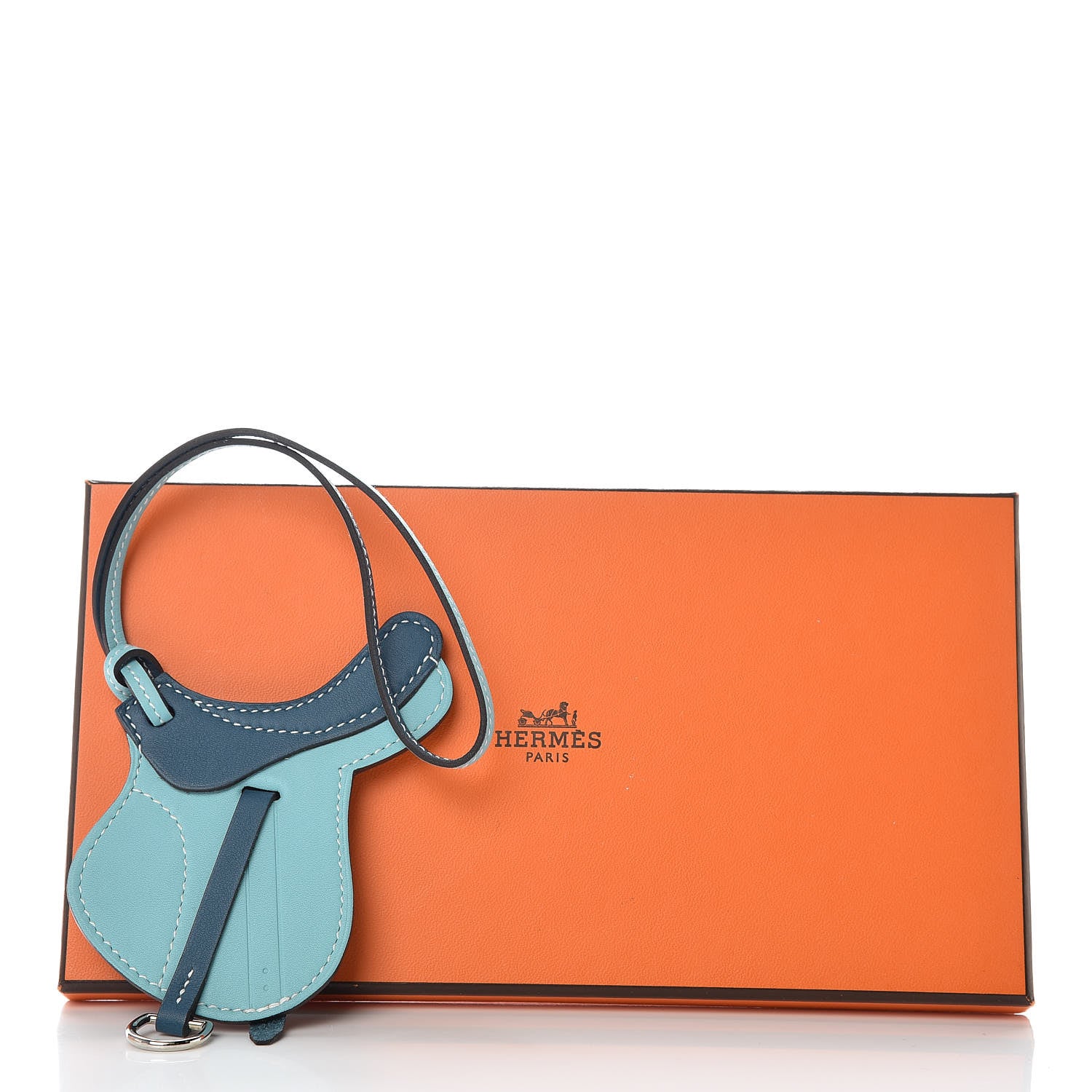 Hermes Swift Paddock Selle Horse Saddle Bag Charm Bleu Atoll Colvert 4 of 4