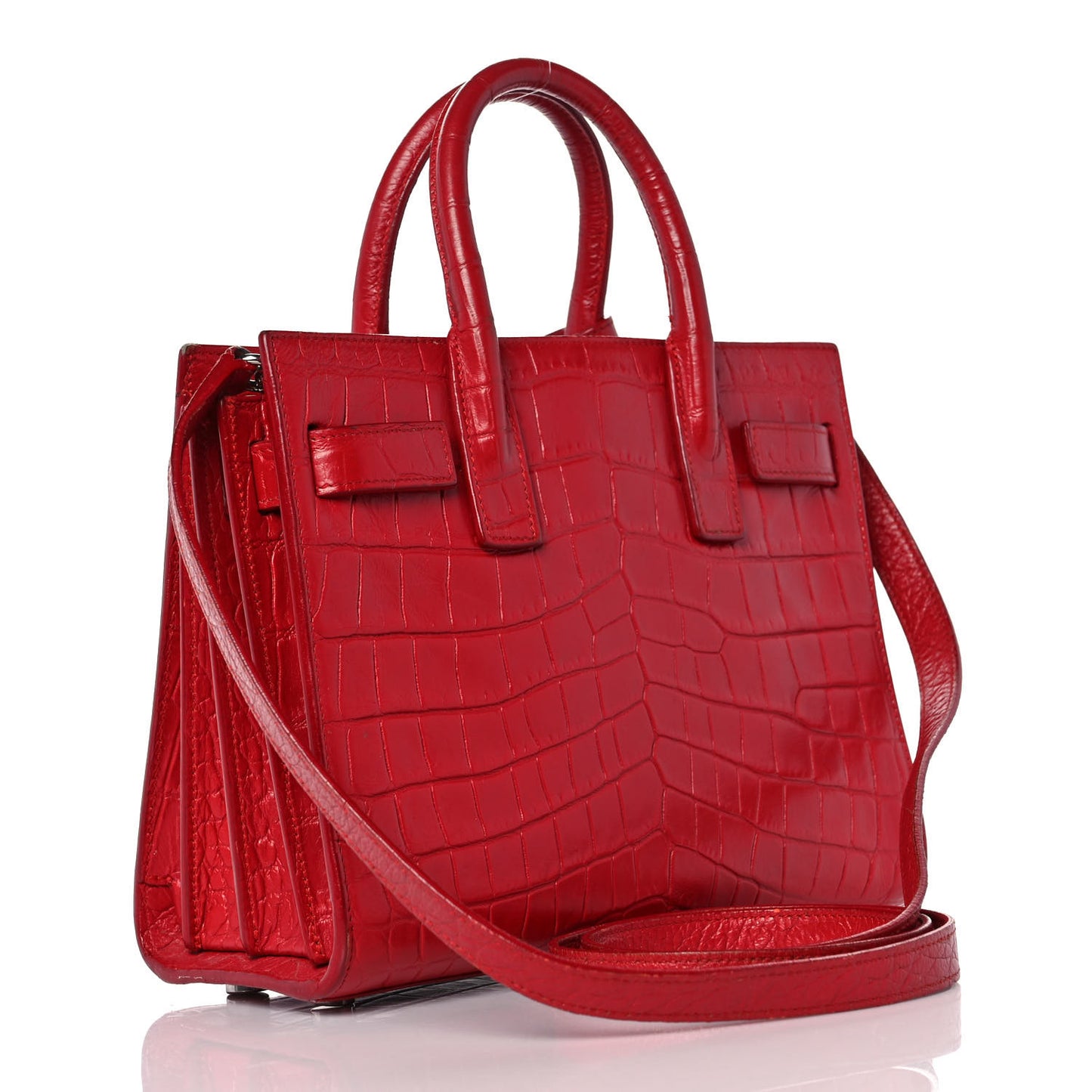 Calfskin Crocodile Embossed Nano Sac De Jour Red