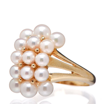 Mikimoto 18K Yellow Gold Akoya Pearl 3-4.5mm Cluster Ring 52 6 3 of 5