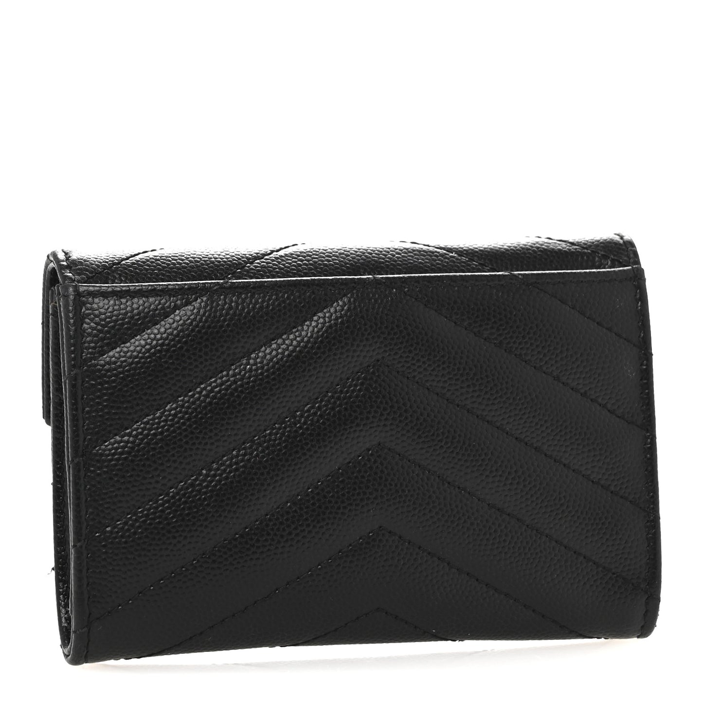 Grain De Poudre Matelasse Chevron Small Monogram Envelope Wallet Black