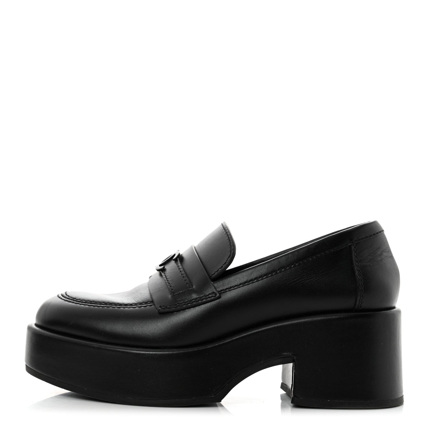Chanel Calfskin CC Platform Loafers 35 Black 1 of 8